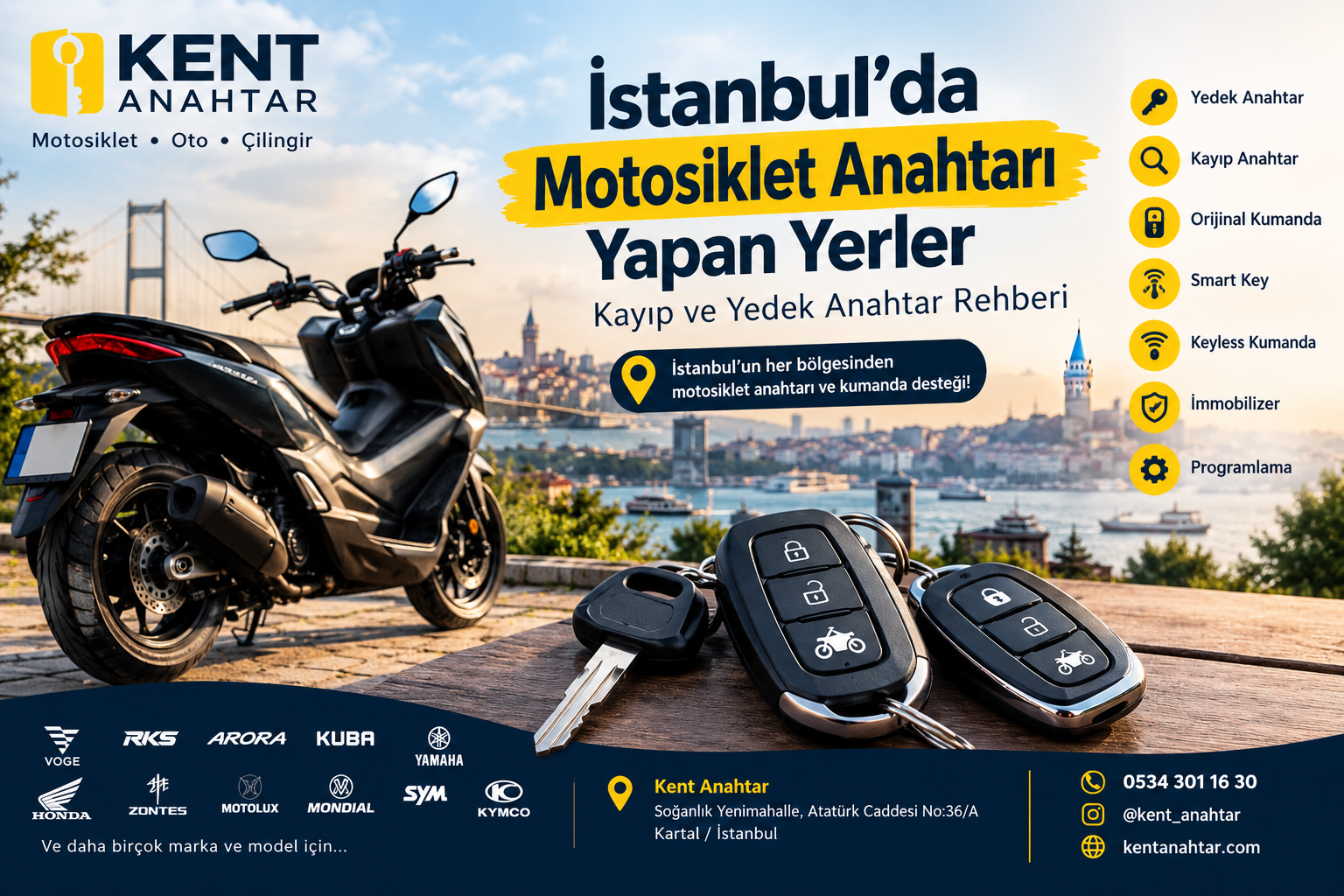 İstanbul'da Motosiklet Anahtarı Yapan Yerlere